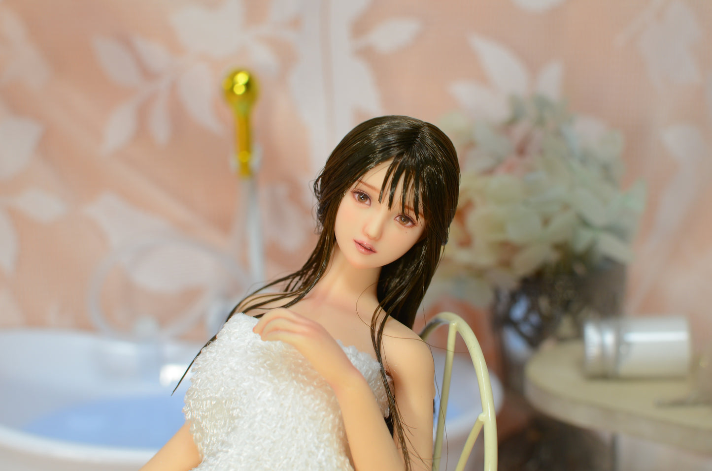 1/6スケール電動ミニチュアバスタブ - 人形やアクションフィギュア用の電池式水スプレーおもちゃ