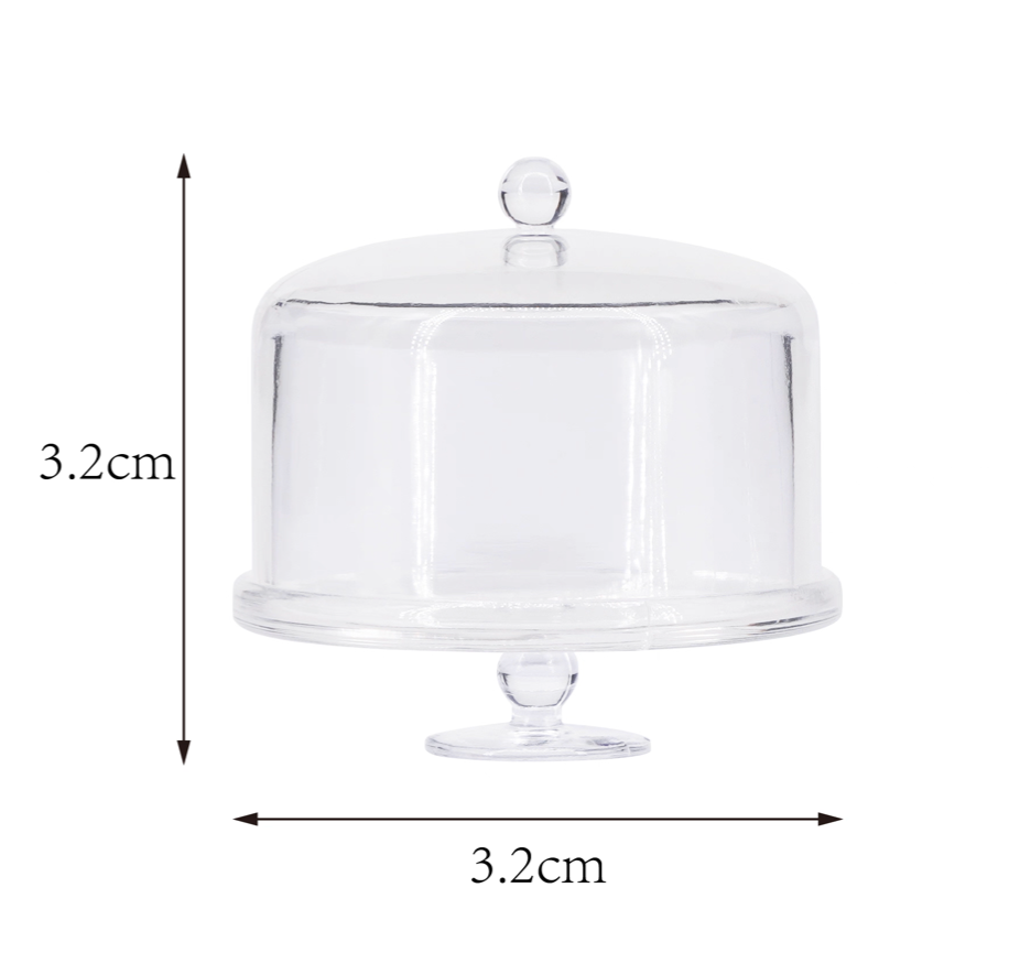 1/6 Scale Transparent Cake Stand – Miniature Dessert Display Tray for Dollhouse Bakery & Afternoon Tea | BJD & Blythe