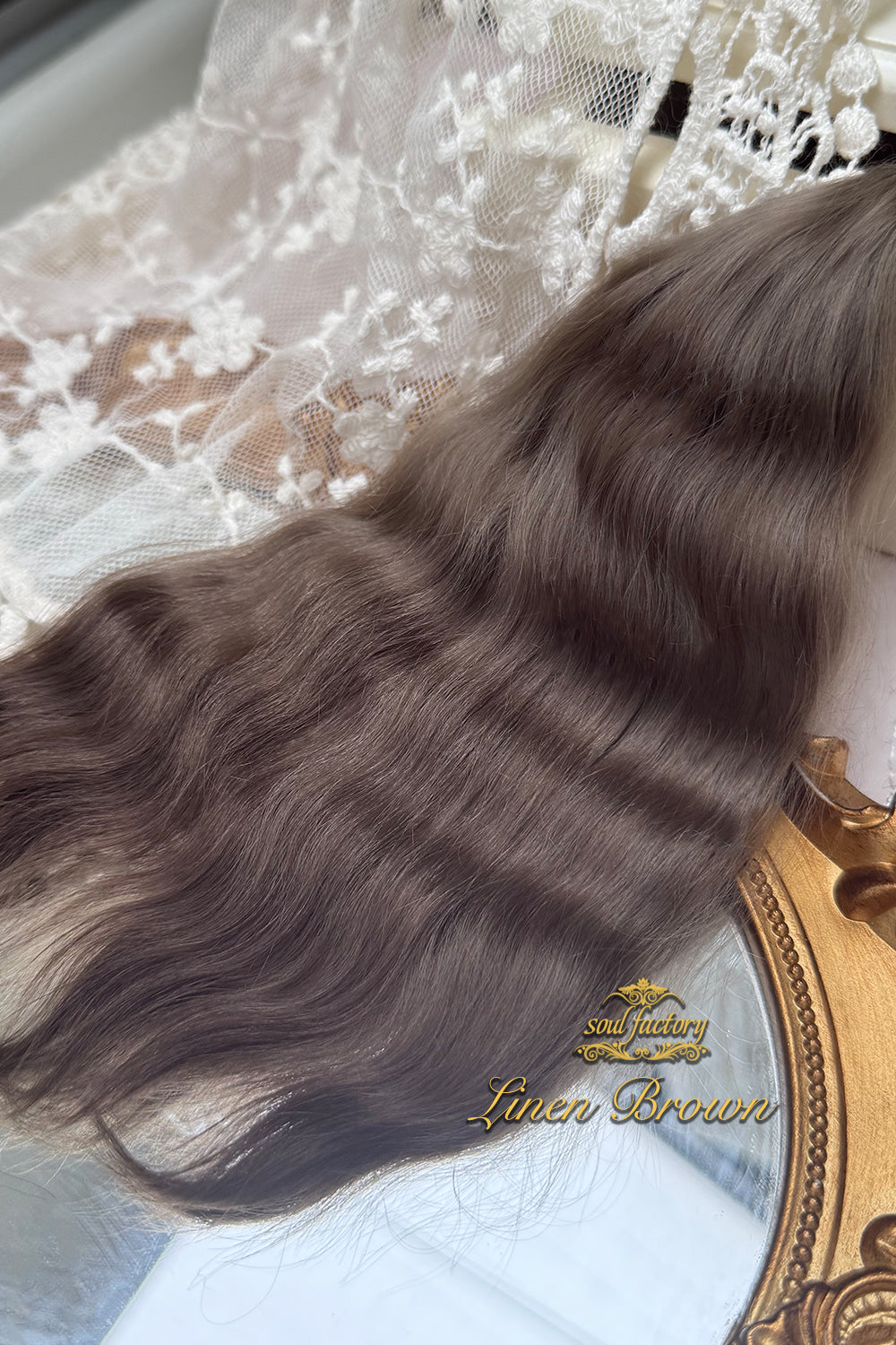 High-Gloss Mohair for Dolls | Linen Brown 25-30cm