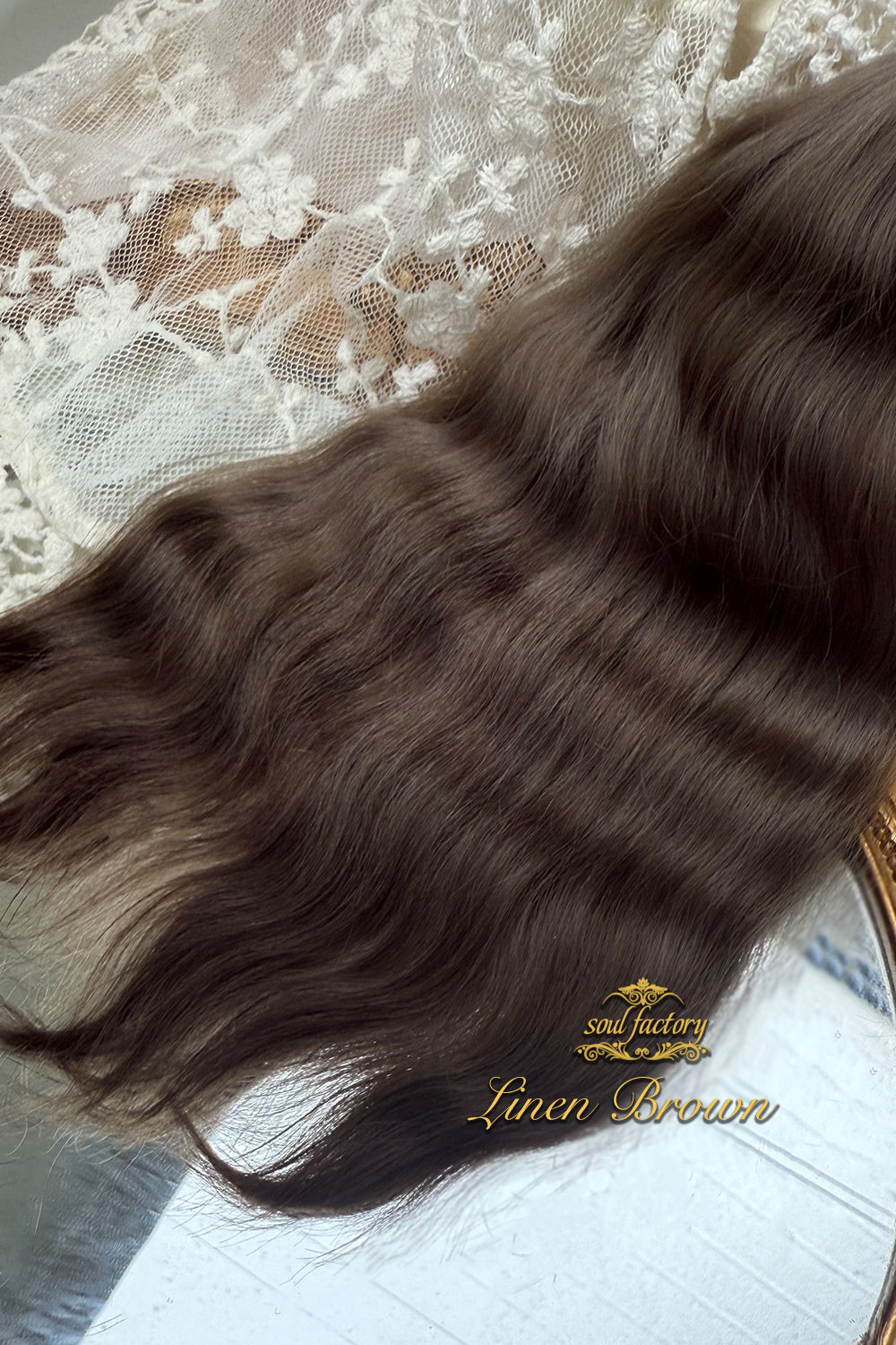 High-Gloss Mohair for Dolls | Linen Brown 25-30cm