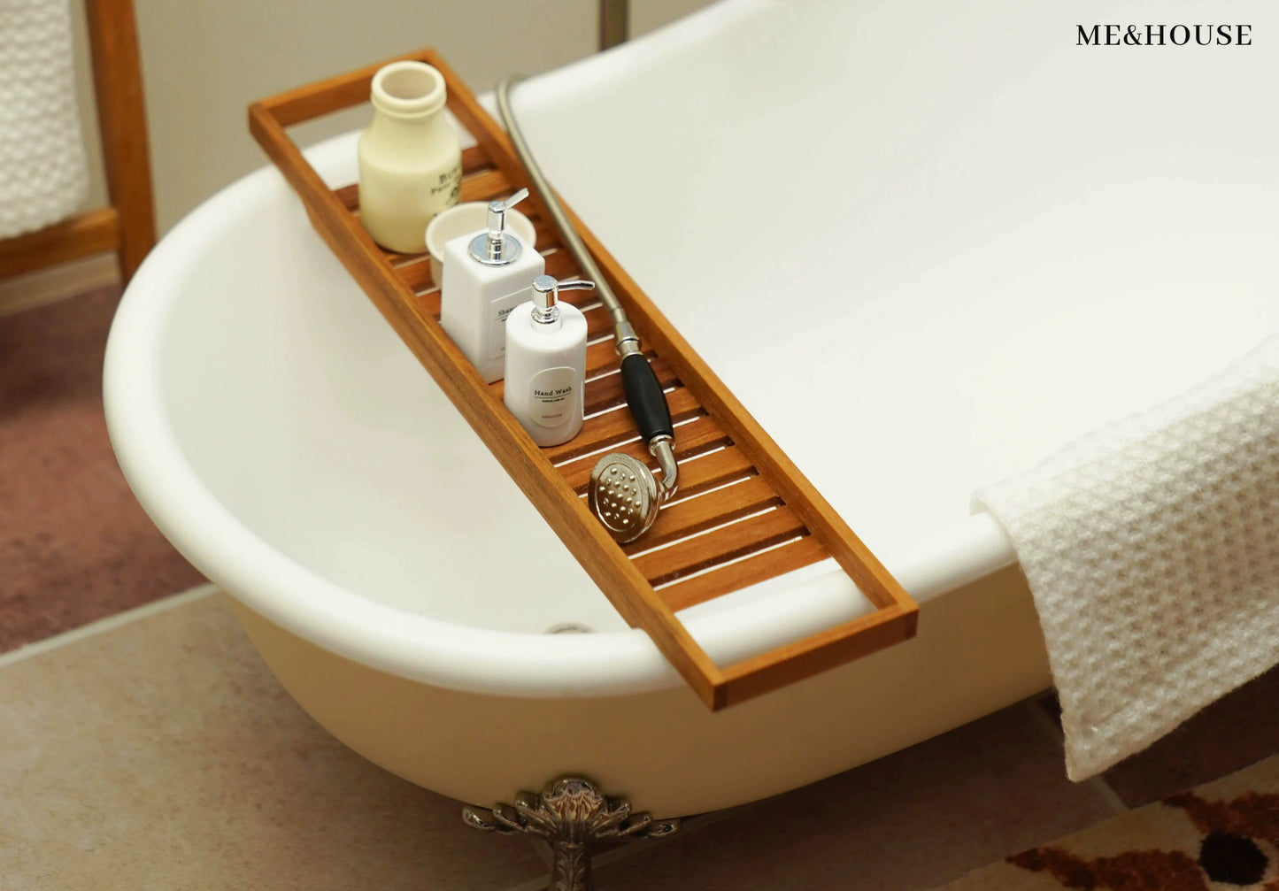 1/6 bjd ob11 miniature dollhouse furniture Mini model bathroom furniture teak bathtub rack storage rack