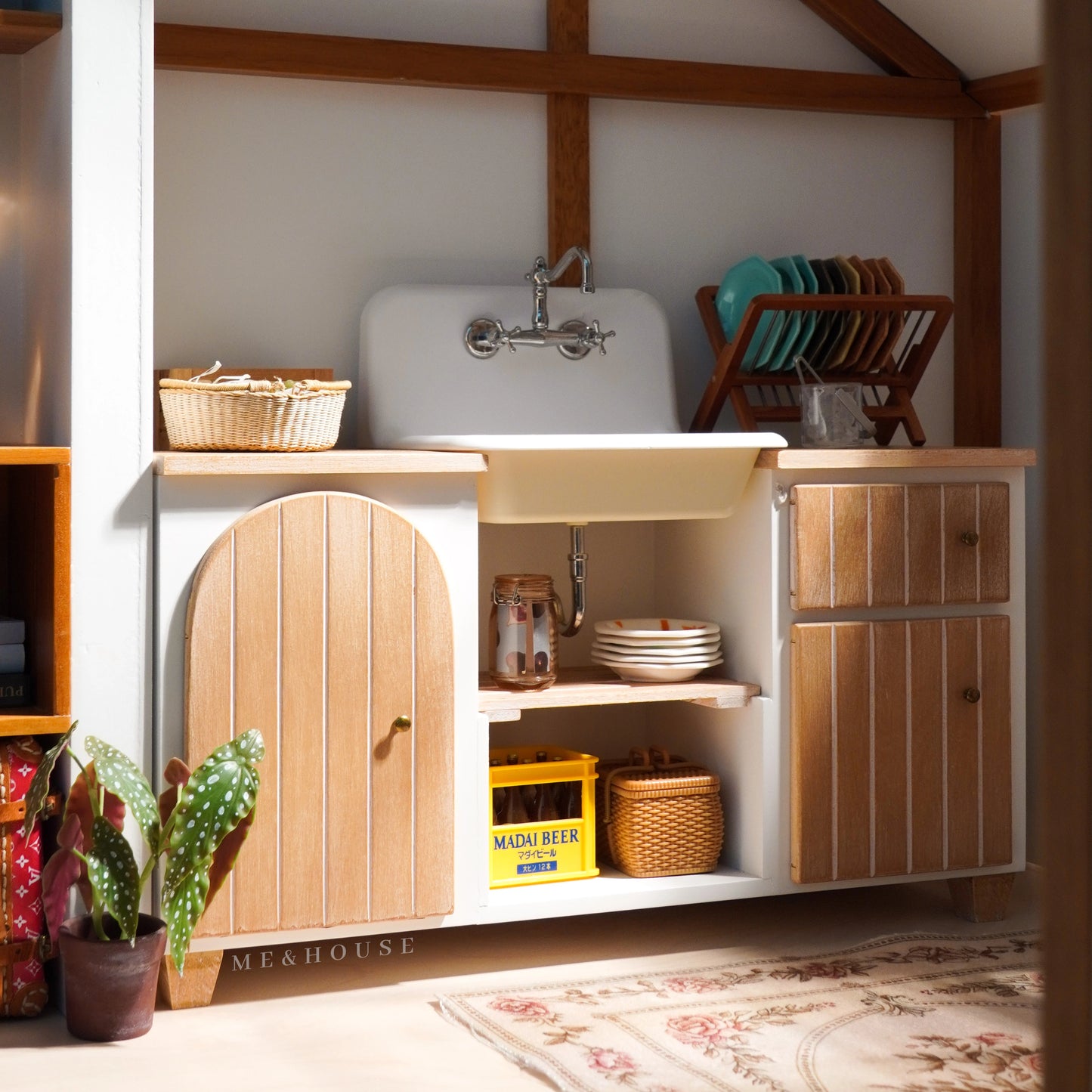 1:6 Mini Model Doll House Furniture Accessories Solid Wood Cupboard Kitchen Sink Side Cabinet Bjd Blyth Soldier Lol Decor Props