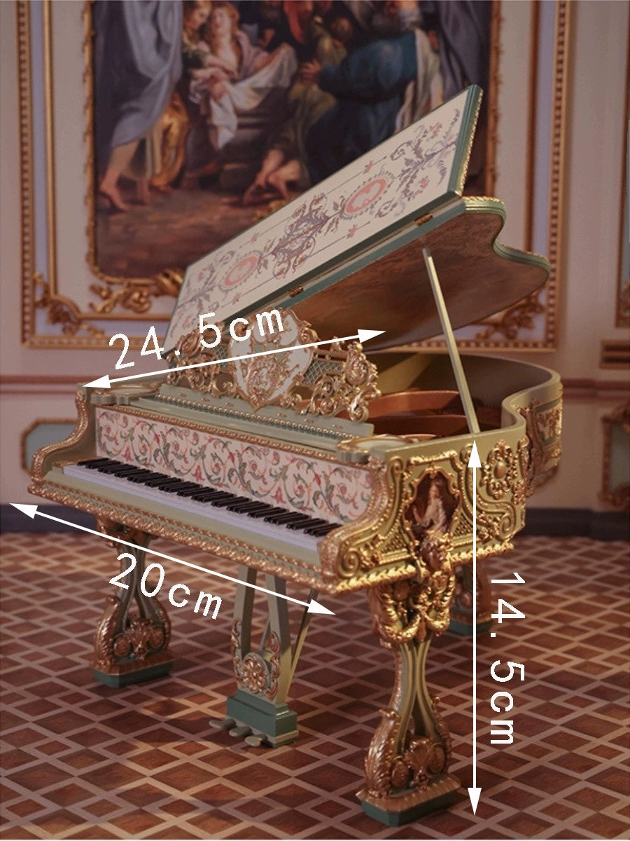 Miniature Baroque Grand Piano – 1/6 & 1/12 Scale Dollhouse Model | Rococo Style Elegant Furniture for BJD, Blythe & Collectors