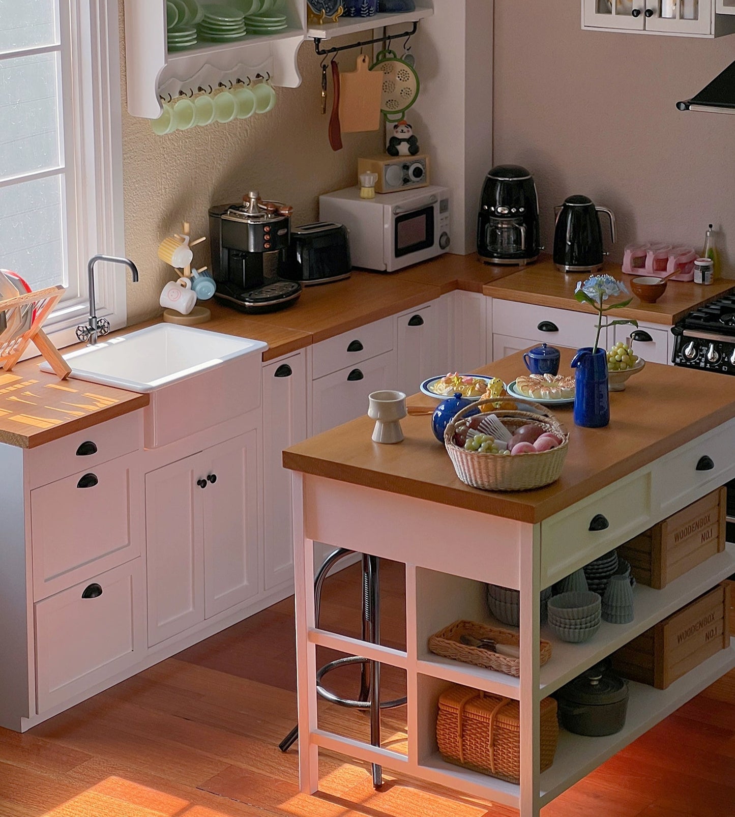 玩具】中岛台/吧椅/木筐 5分6分bjd兵人blythe娃屋摆件微缩模型