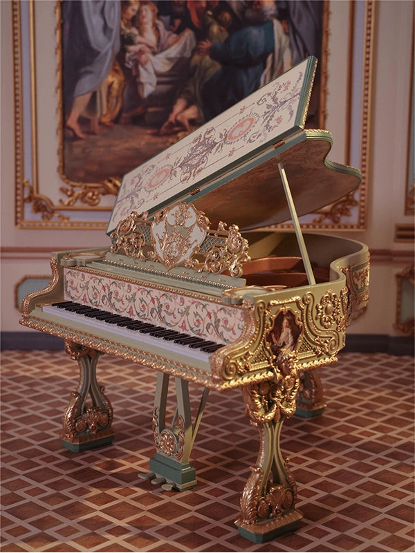 Miniature Baroque Grand Piano – 1/6 & 1/12 Scale Dollhouse Model | Rococo Style Elegant Furniture for BJD, Blythe & Collectors