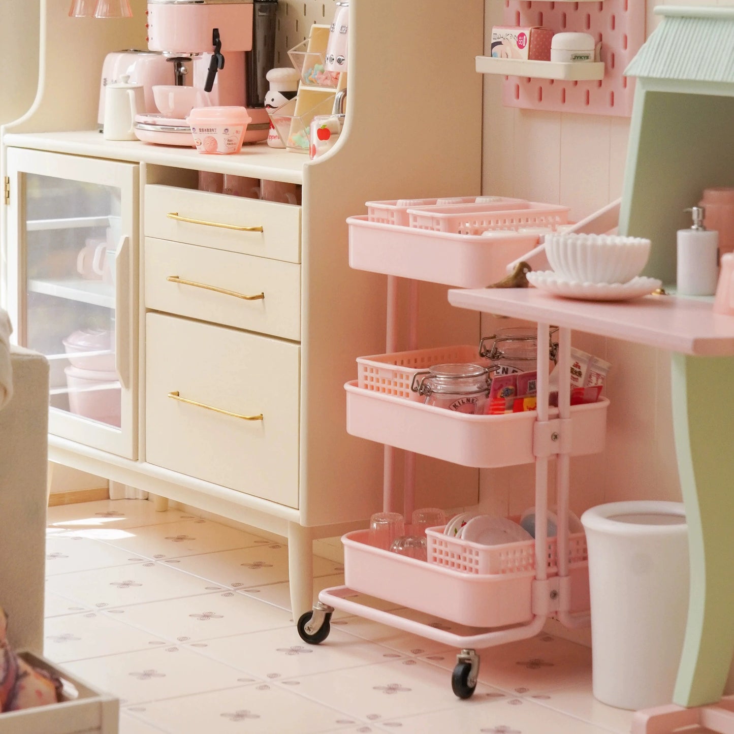 1/6 Scale Miniature Dollhouse Trolley & Storage Rack | Furniture for Blythe, BJD & Fashion Dolls