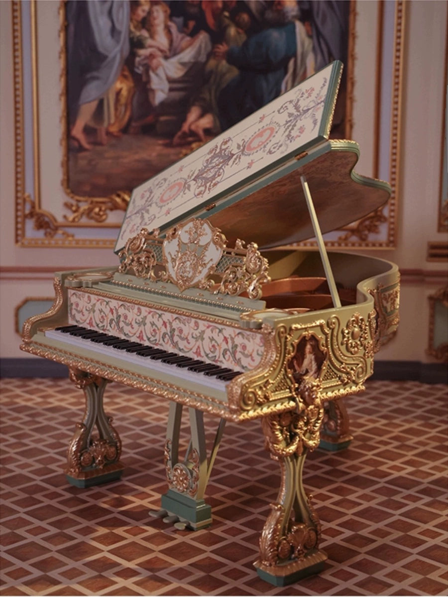 Miniature Baroque Grand Piano – 1/6 & 1/12 Scale Dollhouse Model | Rococo Style Elegant Furniture for BJD, Blythe & Collectors