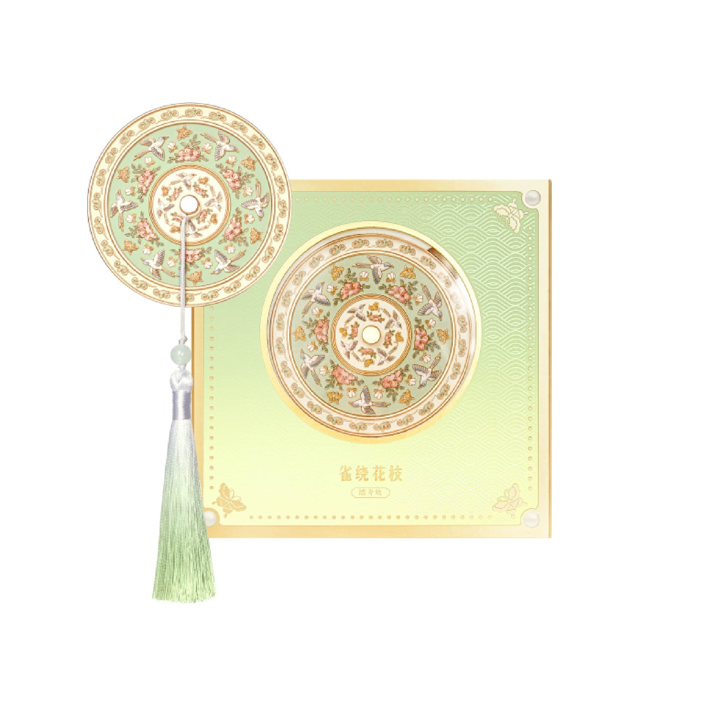 故宮からお届け | 故宮博物院の遺物にインスパイアされた携帯用鏡 – 手持ち式、ブロンズ調、折りたたみ式、コーム付きギフトセット