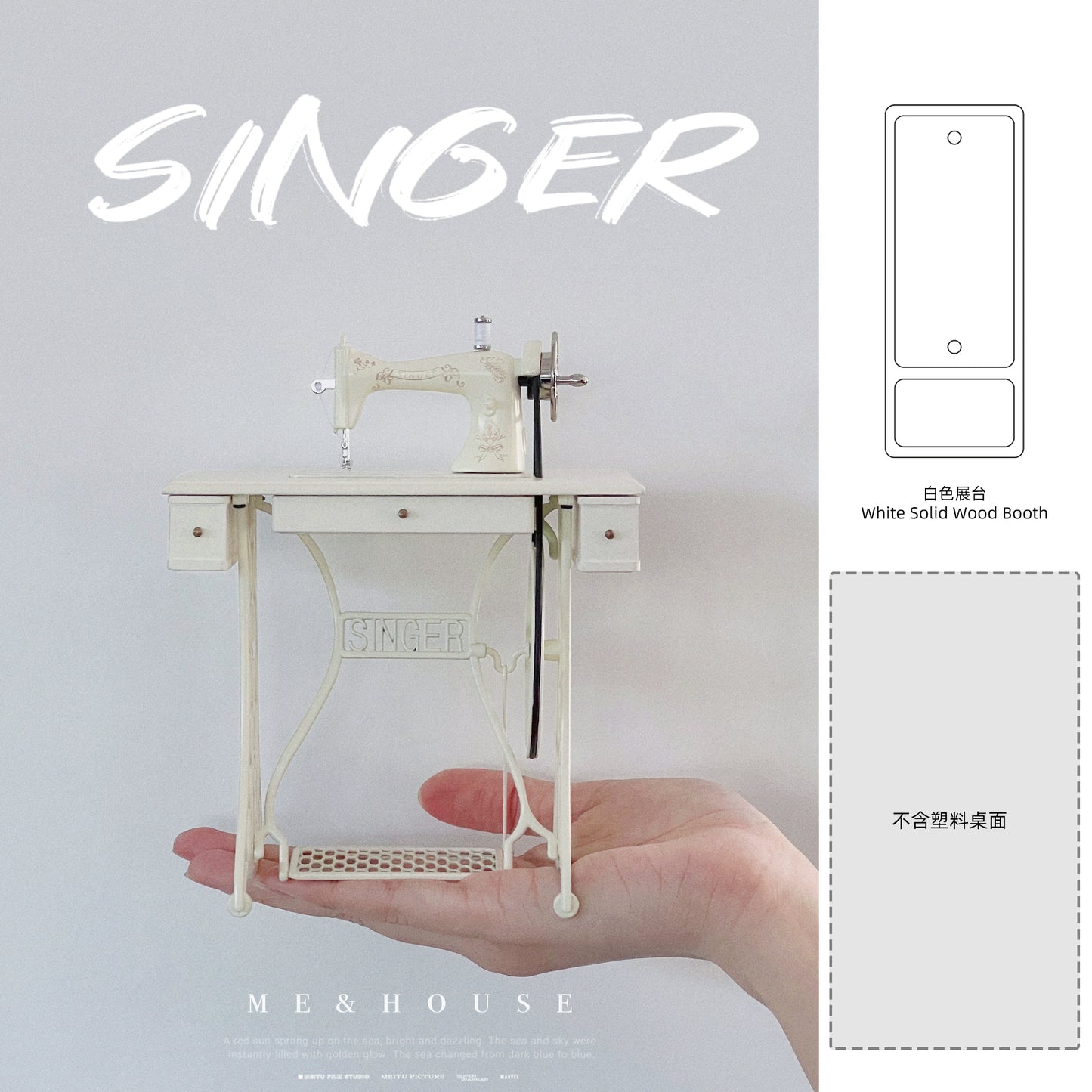 1/6 Scale Vintage Sewing Machine with Table – Miniature Dollhouse Furniture for BJD & Blythe