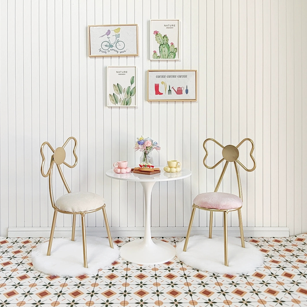 1/6スケール ラウンドダイニングテーブル – BJD&ブライス用ミニマリストドールハウス家具 | ブラック&ホワイト、2サイズ展開