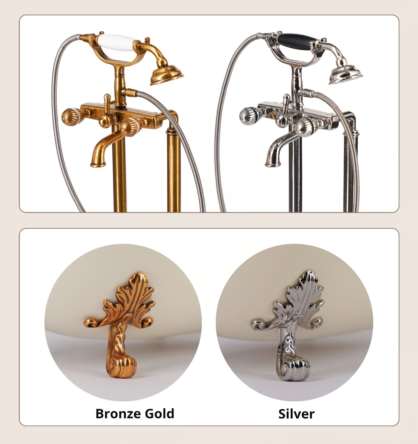 1/6 Scale Vintage Shower Head – Miniature Dollhouse Bathroom Accessory for BJD & Blythe (Gold & Silver Colors)