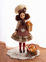 Blythe、リカちゃん、オビツ22/24、Azoneなどの1/6ドールに対応した、受注制作の田園風ミニシェフセット。シェフ帽、エプロン、スカート、ソックス、オーブンミトン付き。