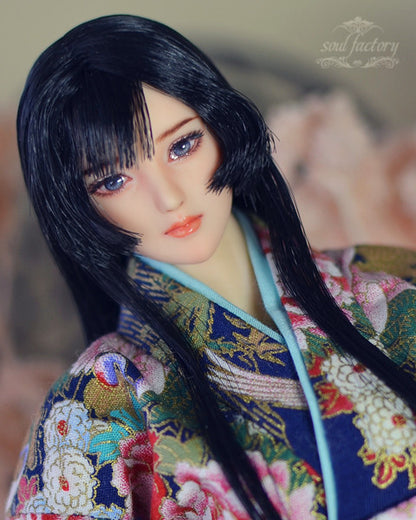 【展示のみ】手描きのフィギュアフェイスアップ｜彫刻された目とカールした髪付き