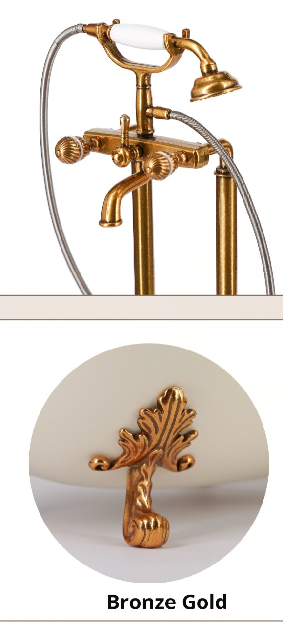 1/6 Scale Vintage Shower Head – Miniature Dollhouse Bathroom Accessory for BJD & Blythe (Gold & Silver Colors)