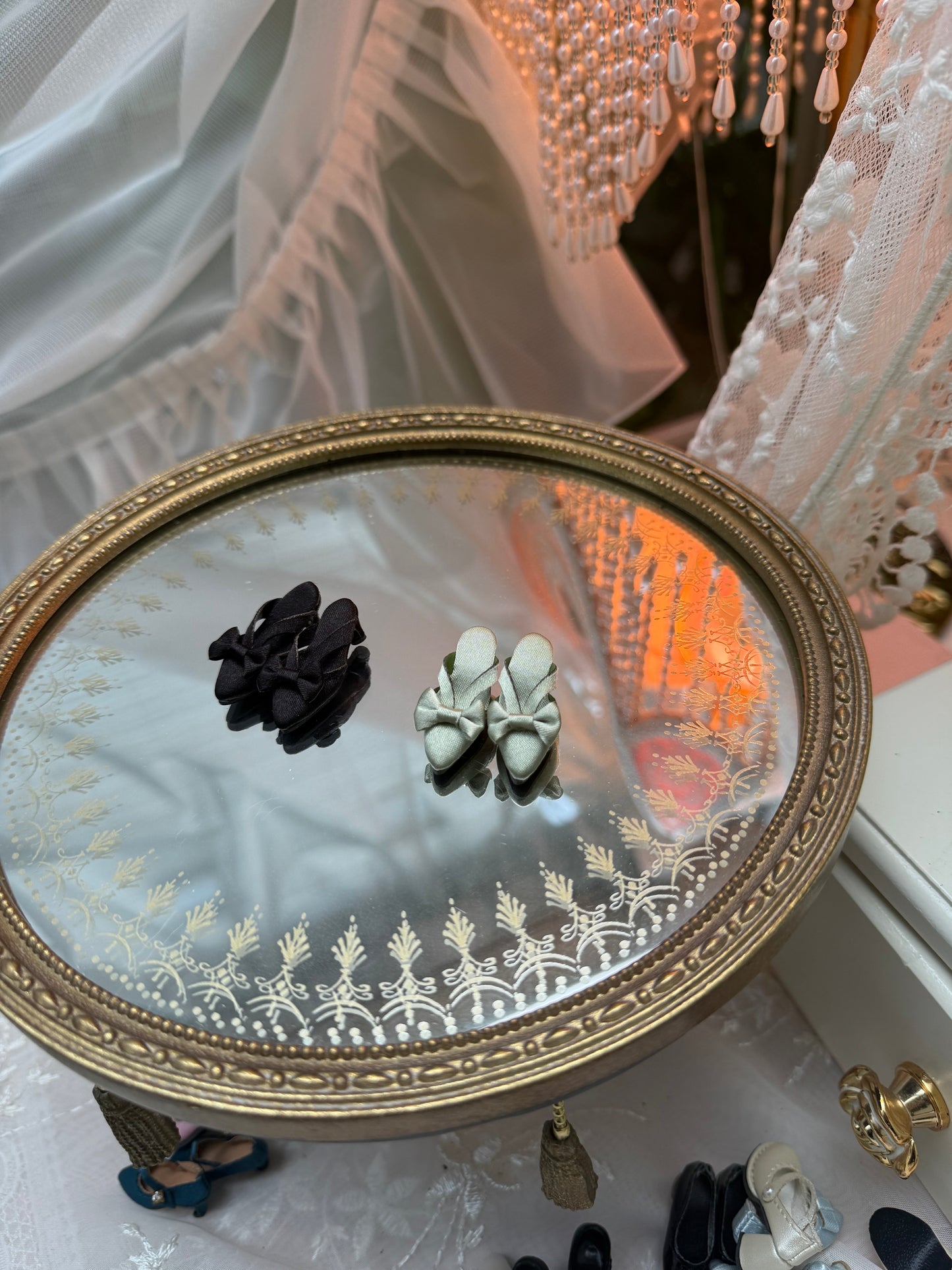 silk sandals in 4 colors with small high heels Blythe Licca azone momoko Poppyparker FR Obitsu24 ,22 size