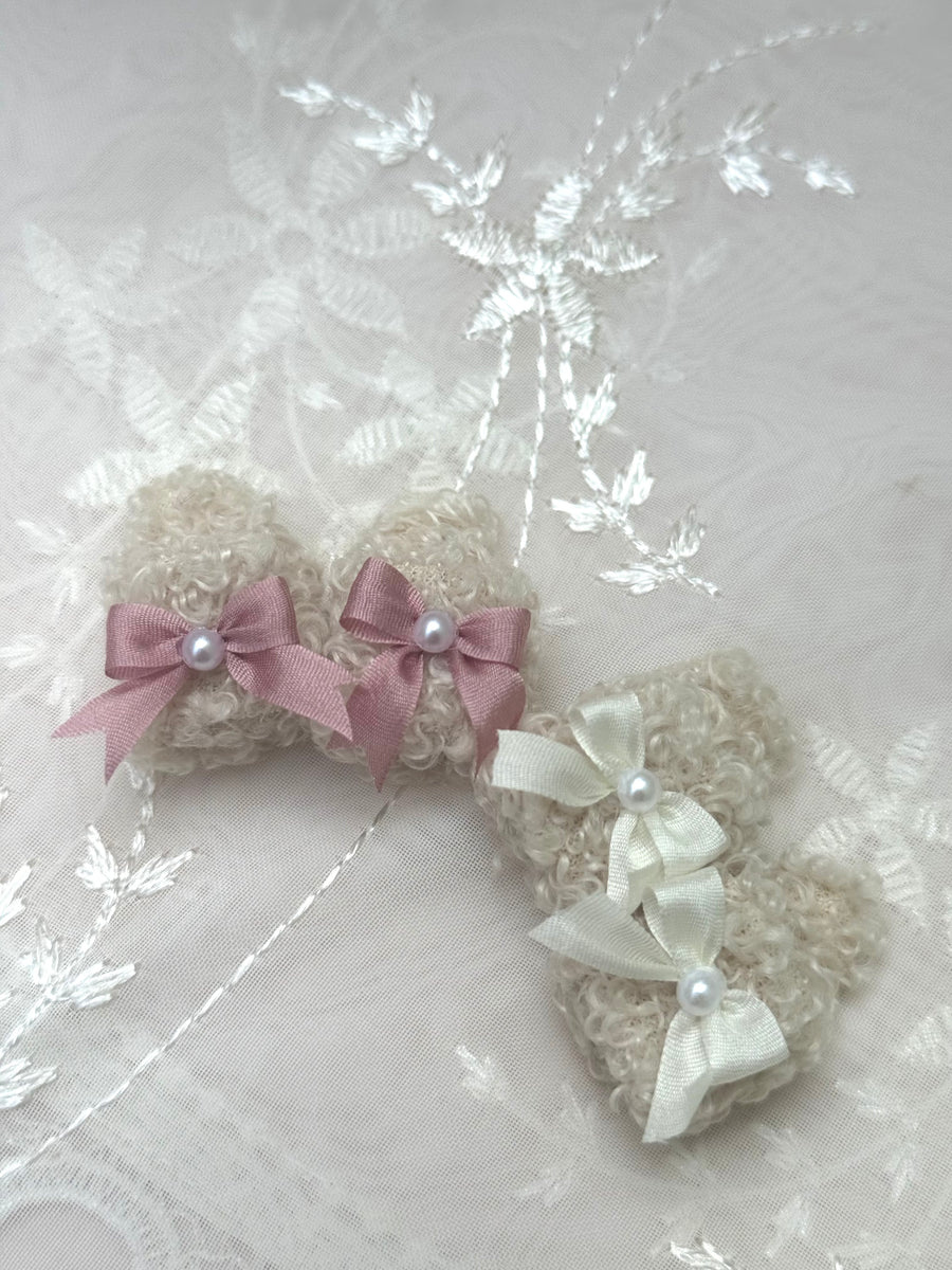 1/6 Scale Fuzzy Doll Slippers with Bow | Cute Indoor Shoes for dolls