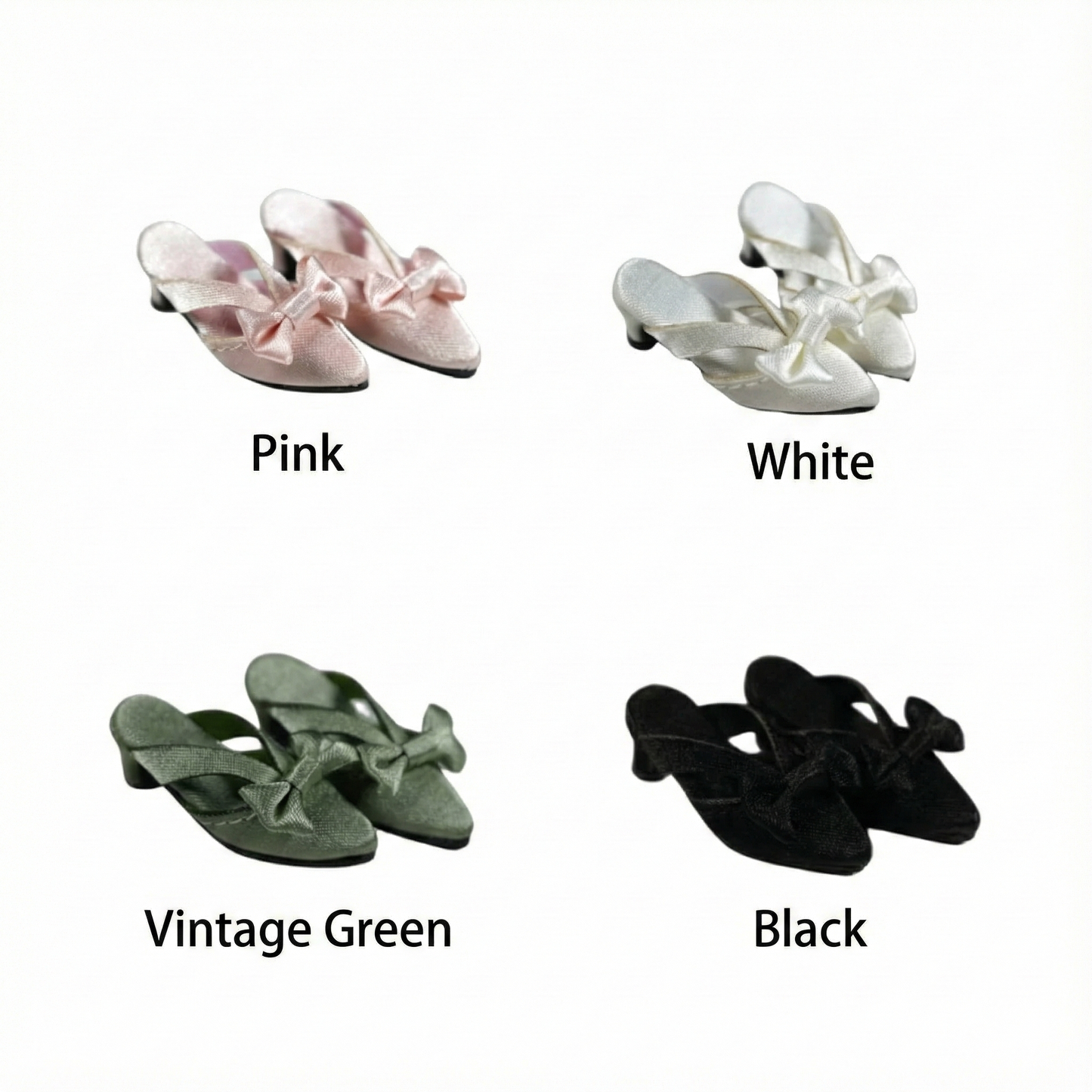 silk sandals in 4 colors with small high heels Blythe Licca azone momoko Poppyparker FR Obitsu24 ,22 size