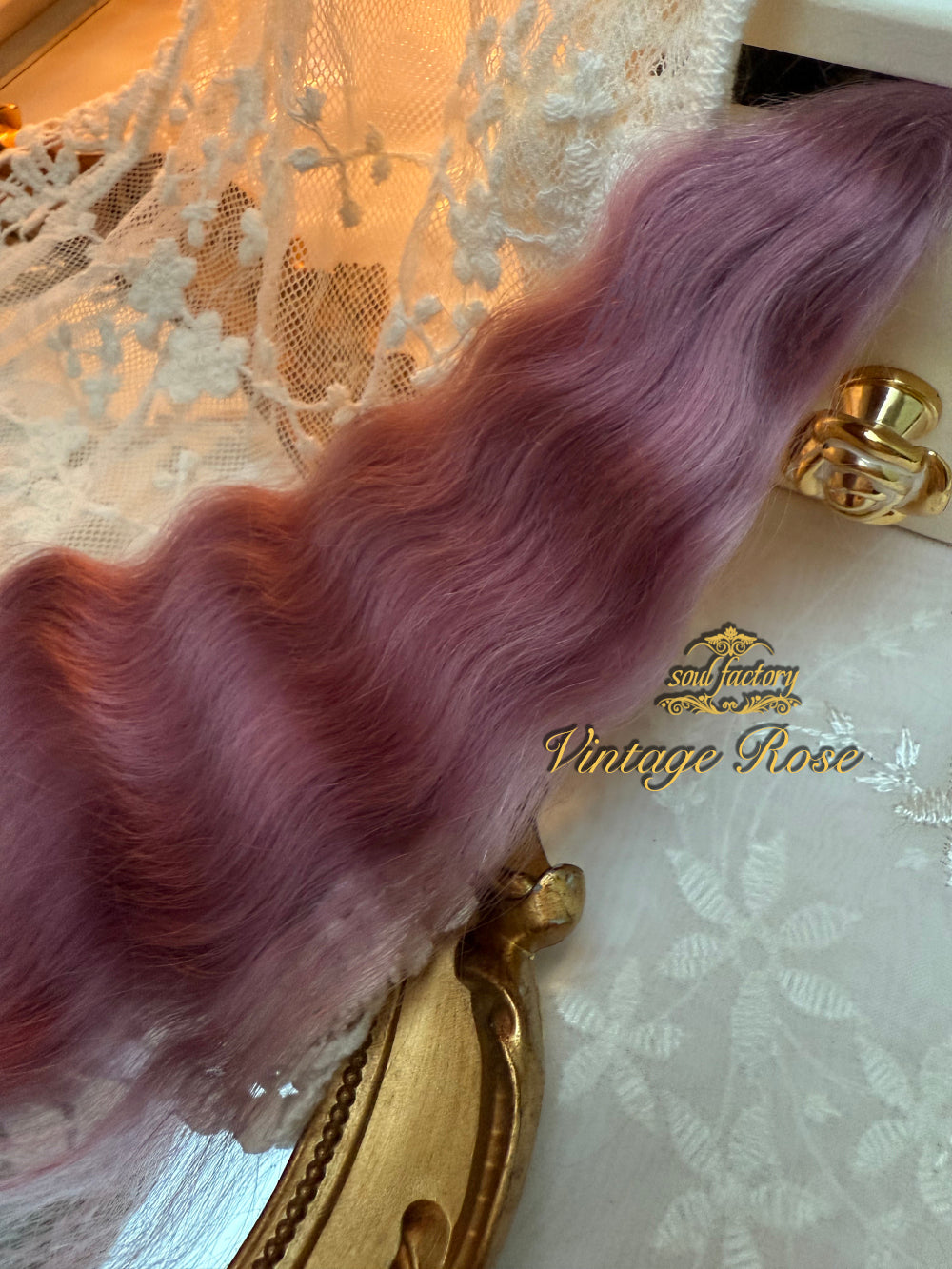 High-Gloss Mohair  for Dolls | Vintage Rose 20-25cm