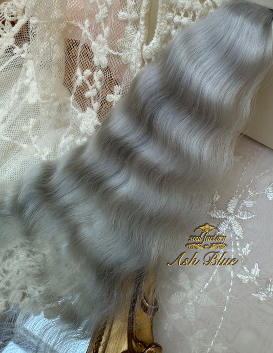 High-Gloss Mohair for Dolls | Ash Blue 20-25cm