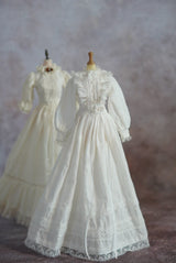 Made-to-Order 1/6 Scale Vintage White Doll Dress | 2 Designs | Off-White & Pure White