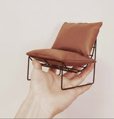 Mini Leather-Look Sofa (1/6 or 1/4) | Metal Frame Dollhouse Furniture