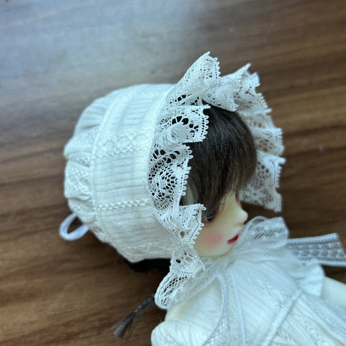 1/6 Scale White Doll Dress | Long Sleeve or Short Sleeve | Bonnet Optional | Fits Blythe, Obitsu 24, Azone, Licca, Cherry