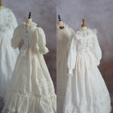 Made-to-Order 1/6 Scale Vintage White Doll Dress | 2 Designs | Off-White & Pure White