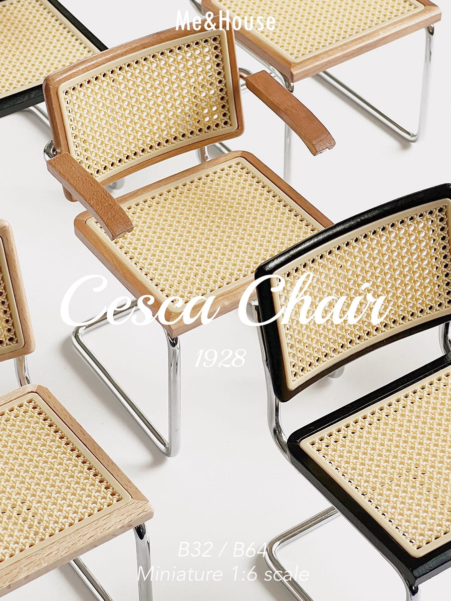 1/6 Scale Cantilever Chair – Miniature Dollhouse Furniture | Armrest & Armless Versions for BJD & Blythe