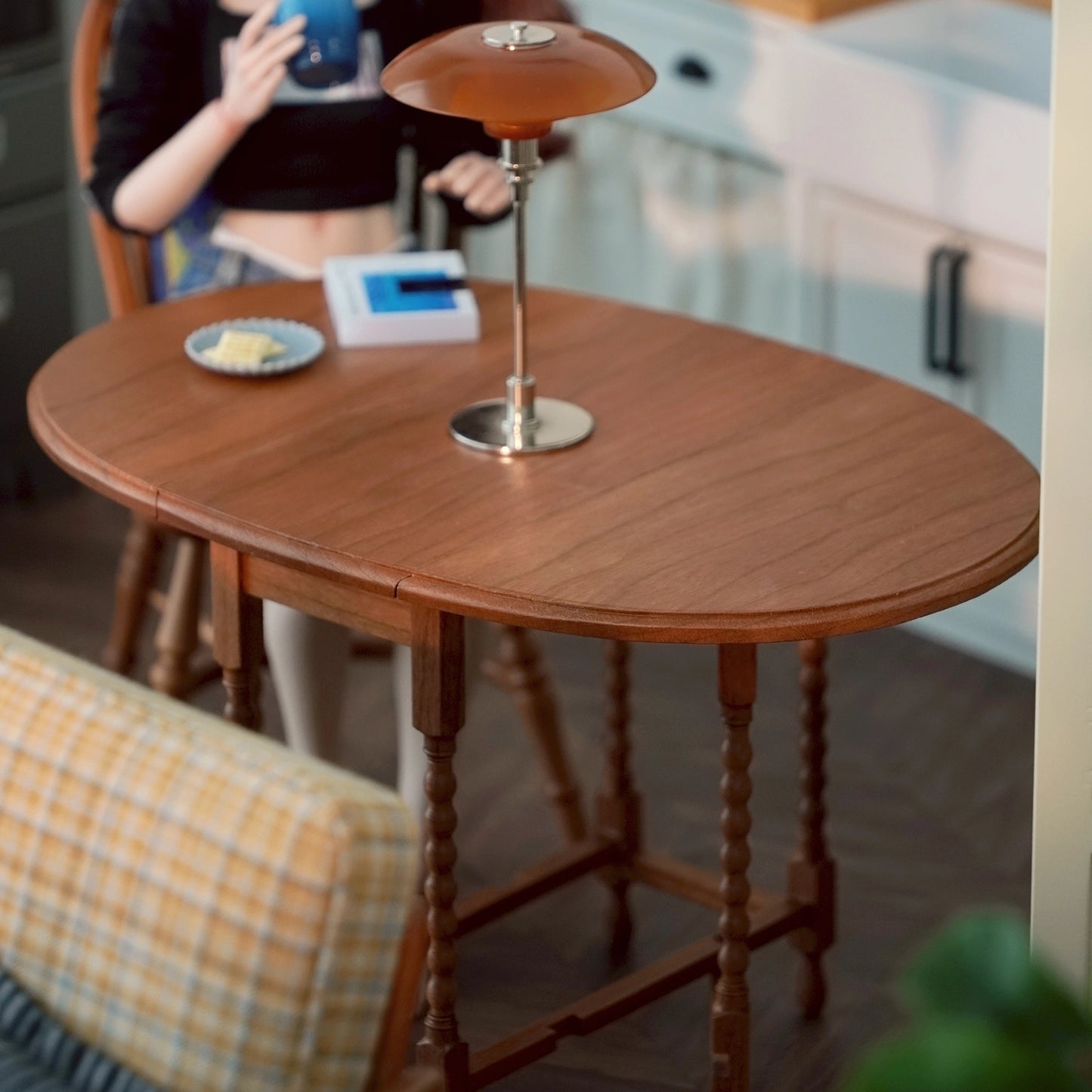 玩具】大号椭圆折叠桌/边桌/中古6分bjdblythe兵人娃娃屋迷你模型