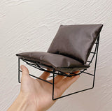 Mini Leather-Look Sofa (1/6 or 1/4) | Metal Frame Dollhouse Furniture