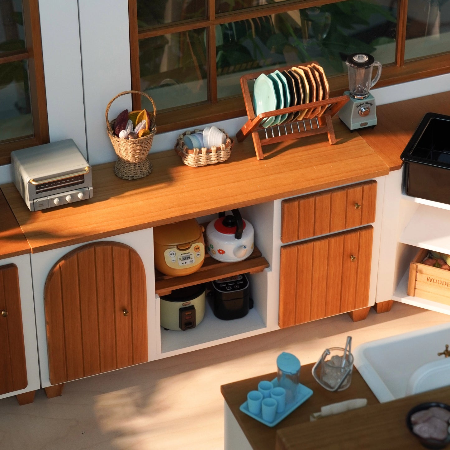 1:6 Mini Model Doll House Furniture Accessories Solid Wood Cupboard Kitchen Sink Side Cabinet Bjd Blyth Soldier Lol Decor Props