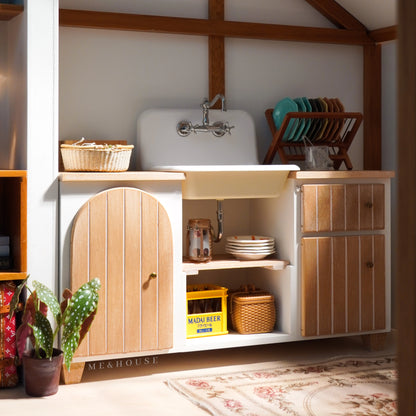 1:6 Mini Model Doll House Furniture Accessories Solid Wood Cupboard Kitchen Sink Side Cabinet Bjd Blyth Soldier Lol Decor Props