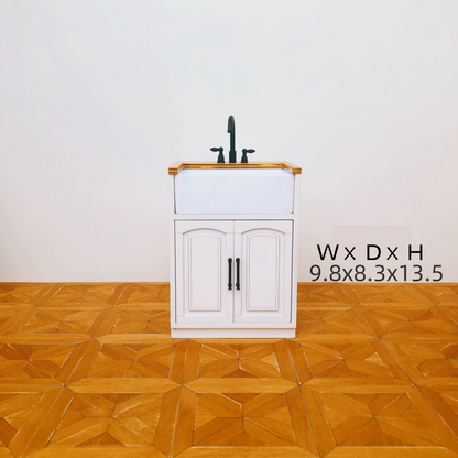 1/6 Scale Dollhouse Kitchen Furniture Set – 9-Piece Modular Cabinets in White  | BJD & Blythe Miniature Kitchen