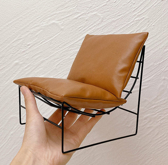 Mini Leather-Look Sofa (1/6 or 1/4) | Metal Frame Dollhouse Furniture