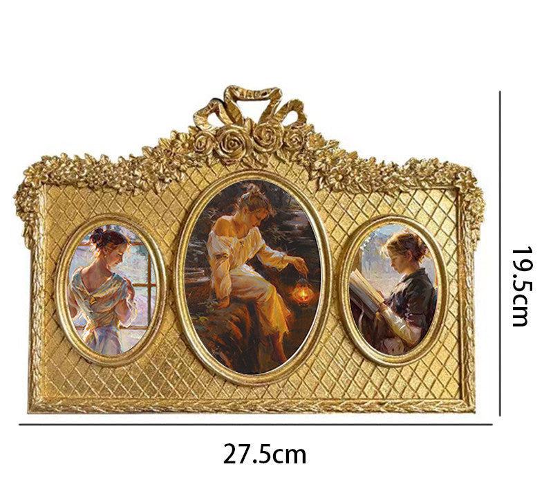 Vintage European Gold Ornate Picture Frame | Embossed Wall-Hanging Photo Frame Decor