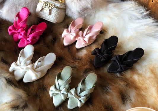 silk sandals in 4 colors with small high heels Blythe Licca azone momoko Poppyparker FR Obitsu24 ,22 size