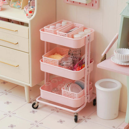 1/6 Scale Miniature Dollhouse Trolley & Storage Rack | Furniture for Blythe, BJD & Fashion Dolls
