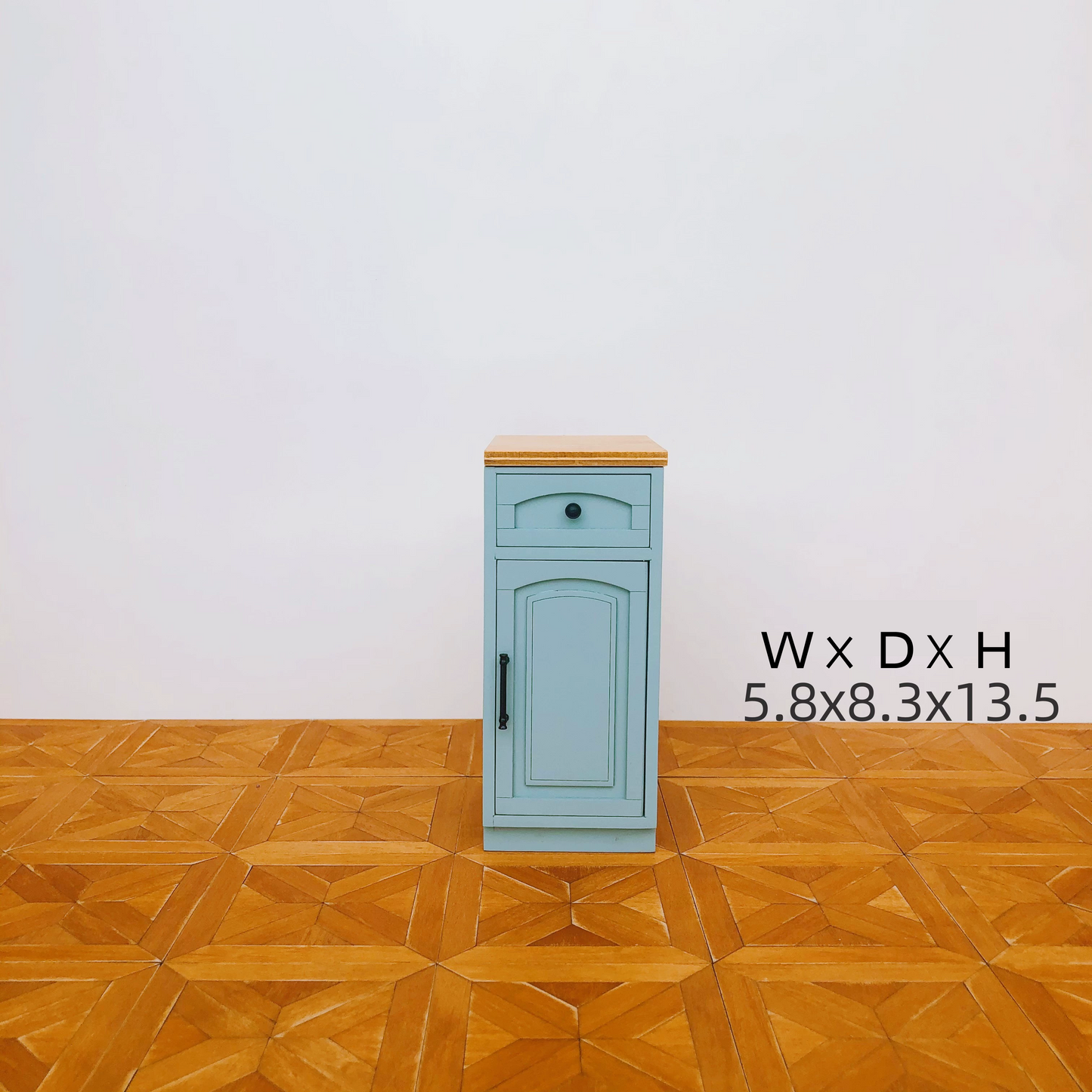 1/6スケール ドールハウス キッチン家具セット – 9ピース モジュラーキャビネット（ホワイト＆ヴィンテージブルー） | BJD＆ブライス ミニチュアキッチン