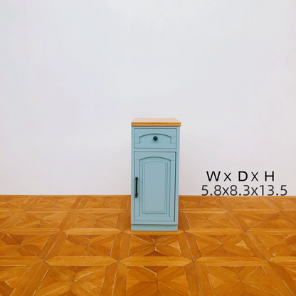 1/6スケール ドールハウス キッチン家具セット – 9ピース モジュラーキャビネット（ホワイト＆ヴィンテージブルー） | BJD＆ブライス ミニチュアキッチン