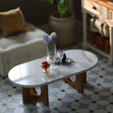 1/6 Scale Modern Marble-Look Doll Coffee Table | Dollhouse Furniture & Miniature Table