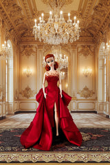 【Made to Order】1/6 Scale Couture-Inspired Satin Evening Dress for Fashion Dolls｜Custom Size & Color Available