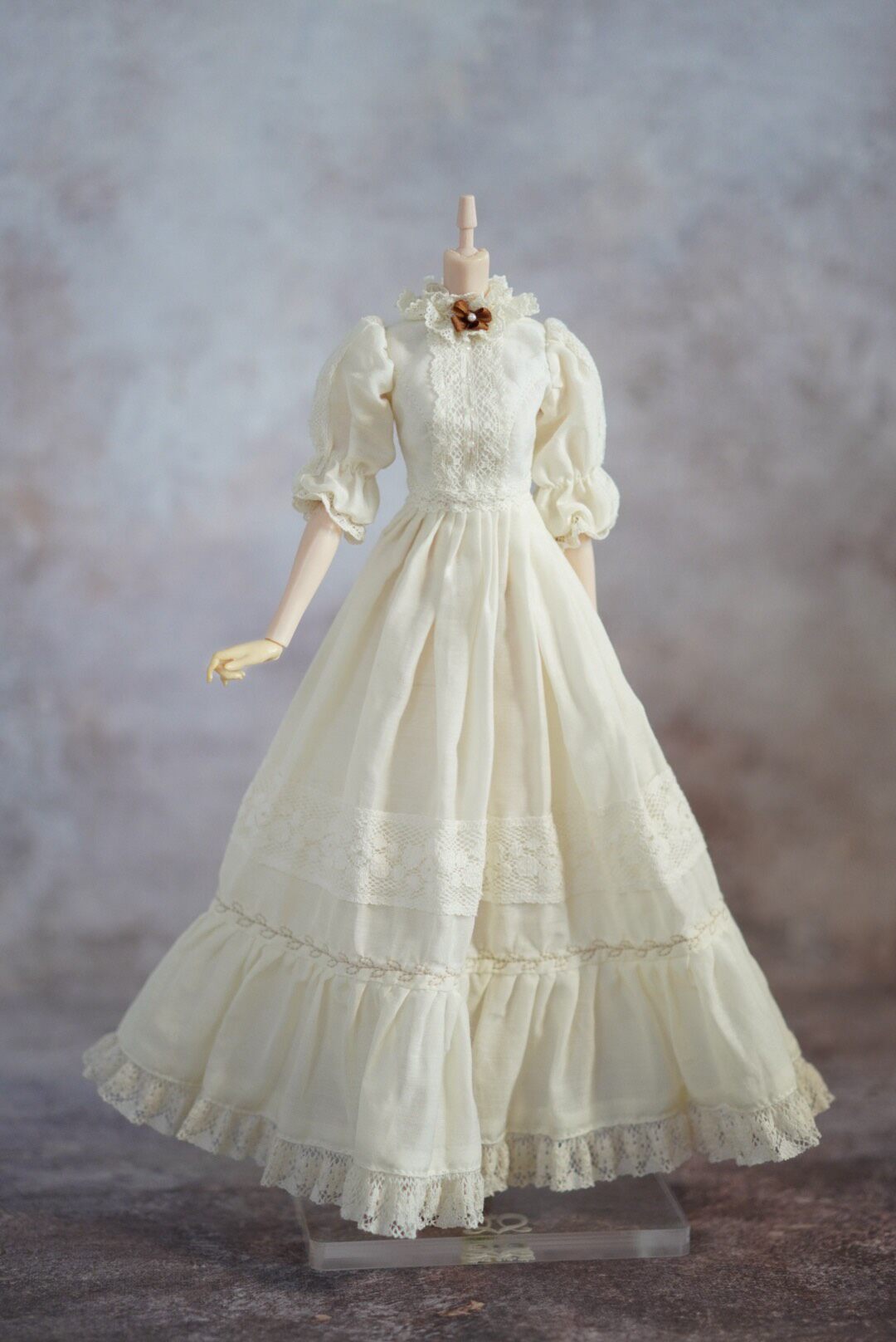 Made-to-Order 1/6 Scale Vintage White Doll Dress | 2 Designs | Off-White & Pure White
