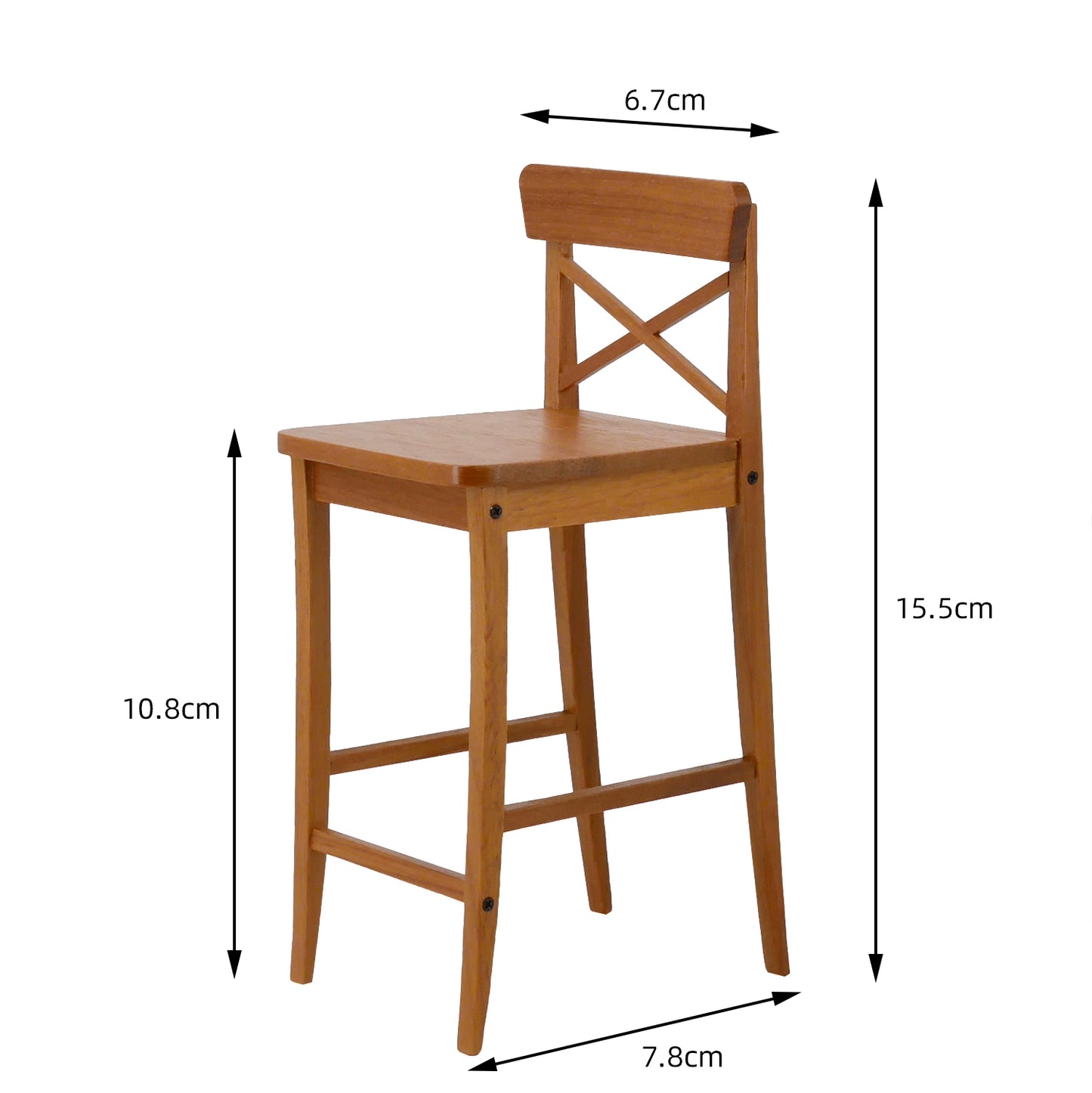 1/6スケール ミニチュアバースツール - 背もたれ付きバージョン | BJD、ブライス、アクションフィギュア用ドールハウス家具