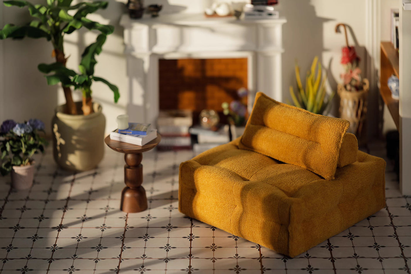 1/6 Scale Modern Cube Sofa for Dolls | Miniature Couch | White, Yellow, Grey