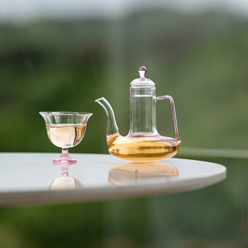 花見に｜耐熱ガラス 貴妃壺＋茶杯　携帯茶器セット バッグ付き