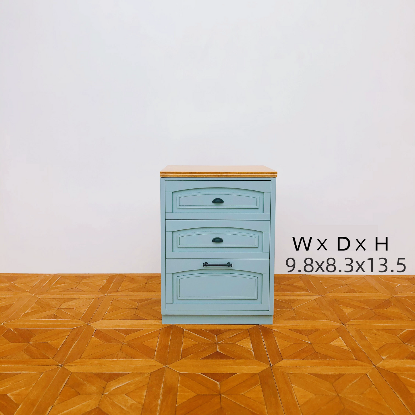 1/6スケール ドールハウス キッチン家具セット – 9ピース モジュラーキャビネット（ホワイト＆ヴィンテージブルー） | BJD＆ブライス ミニチュアキッチン