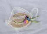 Handmade straw hat for 1/6 scale dolls, perfect for summer outfits, cottagecore styling, and elegant doll fashion.