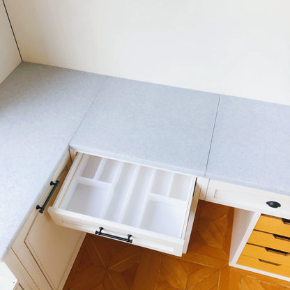 1/6 Scale Dollhouse Kitchen Furniture Set – 9-Piece Modular Cabinets in White  | BJD & Blythe Miniature Kitchen