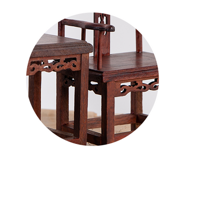 1/6スケール 中国アンティーク 太子椅子セット 椅子2脚とサイドテーブル1台｜ BJD＆ブライス用 シノワズリスタイル ドールハウス家具｜ヴィンテージ＆エレガントな雰囲気