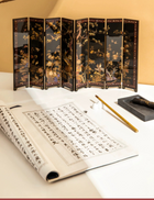 1/6 Scale Chinese Lacquered Double-Sided Screen – Official Palace Museum Replica | Chinoiserie Dollhouse Furniture & Collectible